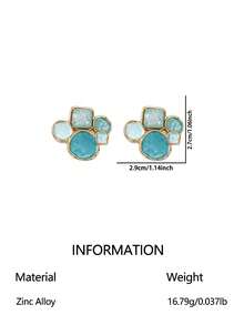 Cring Coco 2 Packs Women's Light Luxury Button Covers, Puppy Paw-Shaped Zinc Alloy With Glass Inlay Detachable Shirt Cufflinks Decorative Buttons, Metal Shirt Decorative Detachable Sew-Free Clips, Minimalist Versatile Suit Cuff Buttons, Exquisite Commuter Daily Wear Jewelry - Lake Blue - View 13