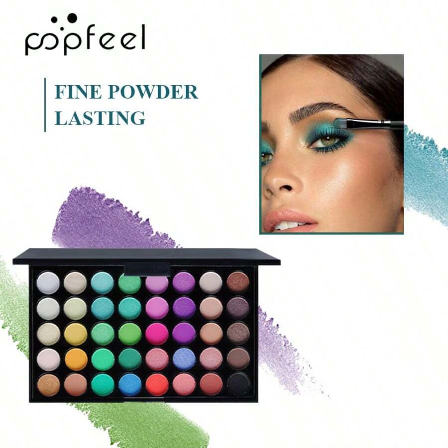 POPFEEL 40色眼影盤，持久易暈染霧面與閃耀眼影，適合初學者與專業人士的全方位彩妝套組，完美打造日常與節日造型