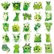 50Pcs Alien Cat Stickers, Funny Green Exotic Kitten Vinyl Decals, Waterproof Meme Creature Art, Perfect For Journals, Laptops, Water Bottles, Scrapbooks - 7*6*1 - View 4