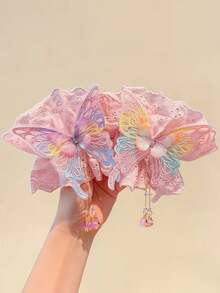 5 chiếc dây buộc tóc scrunchie vải thêu bướm nhiều màu sắc mùa xuân, dây buộc tóc búi cao vải đính mặt dây chuyền bướm dễ thương, phụ kiện tóc bướm đáng yêu, phù hợp đeo hàng ngày và các dịp lễ. - Nhiều màu - Xem 3