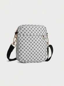 Tas Pria Baru, Kasual Serbaguna, Ransel Kecil Selempang Satu Bahu Universal, Tas Penyimpanan Perjalanan, Kulit PU Bermotif Cetak - Putih - View 2