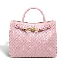 BV Bottega Bang Bang Bolso de mujer tejido a mano de cuero genuino de bolso de Andiamo Clutch Campana Bolso de mujer BV Bottega Bang Bang de cuero genuino hecho a mano,,  al por mayor desde 1 pieza en Guangzhou, bolso tejido a mano con lazo, asa de metal, bolso de hombro y bandolera, nuevo modelo 2026. - Gris hierro - Ver 1