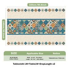 1pc Rectangular Polyester Tablecloth, Blue & Orange Tile Pattern Design, Single-Sided Printing, Suitable For Tabletop, Washable And Reusable, Applicable For Indoor, Outdoor, Patio, Wedding, Party, Dining, Craft Exhibition, Banquet Decoration - Multicolor - View 13