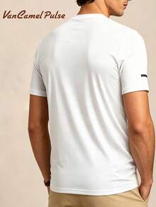 Vancamel Pulse Kaos Olahraga Pria Lengan Pendek Berbahan Jala, Bernapas, Motif Titik-titik, Ringan, Cocok untuk Lari, Latihan, dan Aktivitas Sehari-hari di Rumah. - Putih - View 2