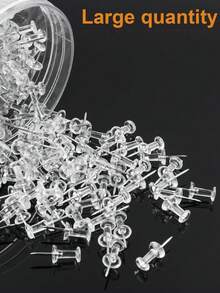 200PCS Transparent Push Pins, Acrylic Clip Heads Carbon Steel Sharp Pins, Portable Storage Box Organizing Thumbtacks.For Corkboard Mounting, Photo Wall Decoration, File Organization, Office And Study Storage, Handicraft DIY Projects. - Transparent - View 6