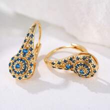 1 Pair Elegant Luxury Multi-Color Synthetic Zirconia Earrings, Fashionable Exquisite Banquet Jewelry, Perfect Gift For Girls, Timeless Elegance - Multicolor - View 2