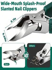 1pc 25° Angled Professional Nail Clippers, Stainless Steel Heavy Duty Nail Cutter With Wide Grip, Anti-Splash Sharp Blade For Trimming Thick Ingrown Nails, Ergonomic Design, Ideal For Home Salon Pedicure Foot Nail Care - Multicolor - View 5