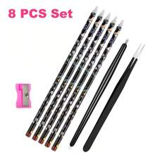8 件套美甲打磨笔套装，美甲细节勾线工具，美甲镊子（用于拾取水钻），初学者美甲工具套装（含卷笔刀） - 彩色 - 查看 11