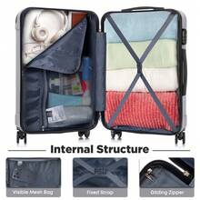 YONSLY 16 Inch Suitcase With Detachable Wheels 360° Combination Lock Double Zipper Soft Rubber Handle Trolley Travel Suitcase For Vacation - 淺灰色 - 查看 7