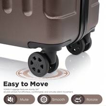 YONSLY 16 Inch Suitcase With Detachable Wheels 360° Combination Lock Double Zipper Soft Rubber Handle Trolley Travel Suitcase For Vacation - 棕色 - 查看 5