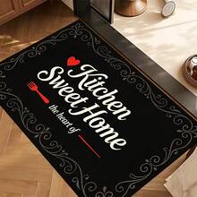 1 pieza, Decoración del hogar, Alfombra de cocina con estampado de patrón de texto, Alfombra de cocina de tierra de diatomeas, Alfombra de cocina, Alfombra de piso, Fácil de limpiar, Rectangular estampada, Adecuada para sala de estar, dormitorio, pasillo, baño, lavandería - Alfombra de poliéster, Adecuada para decoración del hogar interior y exterior - Multicolor - Ver 5
