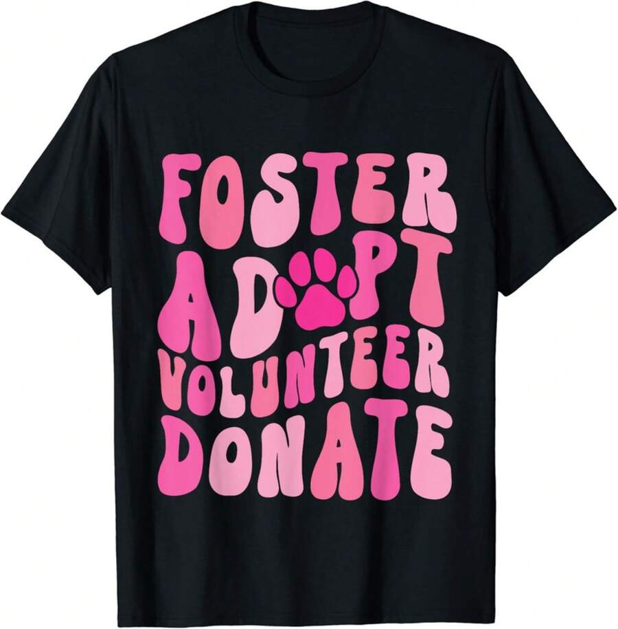 T-shirt cadeau pour amateurs de chiens, sauvetage d'animaux, adopter, faire du bénévolat, faire un don - Noir - Voir 1