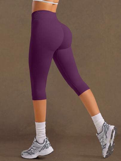 VVX Quần legging yoga nữ lửng cạp cao, ôm sát bụng, nâng mông, không đường may, màu trơn, dáng ôm, thích hợp cho tập luyện thể thao, tập gym, hoạt động ngoài trời, mặc hàng ngày, phù hợp mọi mùa.