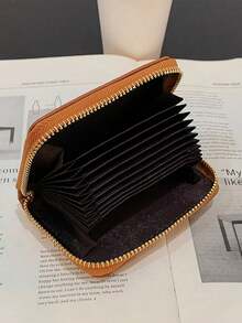 Women's Embroidered Accordion Card Holder Wallet, Multi-Functional Card Case With Leopard Print - Brown - View 4