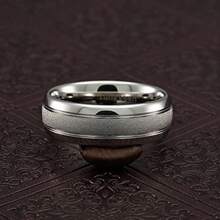 0S JEWELRY Anillos de tungsteno de oro blanco para hombres y mujeres, alianza de boda con acabado arenado, bordes de cúpula tamaños 6 - 12.5 - Ver 5