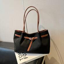 Bolso de mano moderno y versátil para mujer, estilo casual elegante con un toque de alta gama, bolso de hombro estiloso ideal para ir de compras, bolso de gamuza sencillo para mujer con gran capacidad, nuevo bolso de hombro vintage esmerilado de otoño 2026, bolso tote para ir al trabajo. - Marrón sin colgante - Ver 8