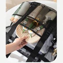 Bolsa de playa de gran capacidad, bolsa de malla a prueba de arena para playa/piscina/viaje, diseño de múltiples bolsillos, esencial para vacaciones familiares - Universidad A - Ver 6