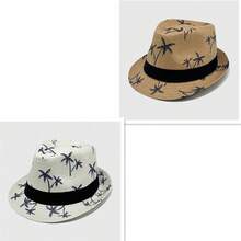 1 pieza Sombrero de sol de verano, sombrero de estilo británico de moda coreana, adecuado para hombres, sombrero de sol de playa de moda, disponible en varios colores, lavable a máquina - sombrero de paja de hoja - Ver 16