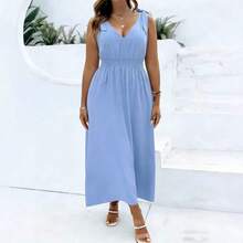 Women Maxi Dresses - Sky Blue - View 2