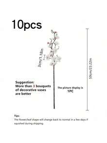 1pc/3pcs/5pcs/10pcs 23.22 Inch Bendable Artificial Silk Sakura Flower Branches With Leaves, Suitable For DIY Flower Wall, Scene Decoration, Vase Arrangement In Living Room/Bedroom, Wedding, Party, Tabletop Decor. Deciduous In Autumn/Winter - White - View 9