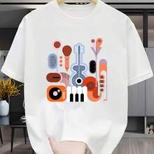 Printed T-Shirt For Men And Women - 白色 - 查看 1