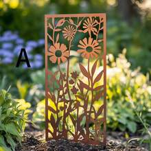 1pc [2D Flat] Decorative Garden Panel With Rustic Metal Flower, Garden Decor Ground Stake - One Size Fits All - View 2
