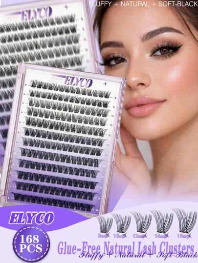 ELYCO 168 Clusters High Capacity Segmented Eyelashes, Glue-Free Instant Wear, Skin-Friendly & Comfortable, Soft & Lightweight Texture, Natural & Lively, Easy For Beginners, Versatile For Multiple Occasions, Reusable