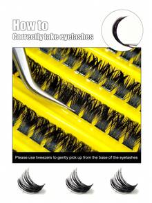 200pcs D Curl Voluminous False Eyelashes, 80D Lashes, D Curl 8-16mm Mixed Natural Eyelash Extensions, Curly Single Lashes, Thin Extension Lashes, Cartoon Style Appearance Lashes - D - View 7