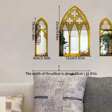 Espejo de pared con diseño de ventana gótica de iglesia hueca, 3 piezas de pegatinas de espejo acrílico para decoración estética del dormitorio y la sala de estar - A - Ver 13