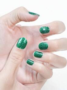 Full Nail Polish Wraps Stickers 1 Sheet Nail Strips Stick On Nails Decals DIY Glitter Nail Adhesive Full Wraps Nail Art Sticker For Women Girls - Mint Green - View 4