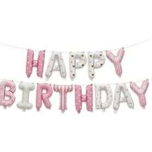 16 Inch Happy Birthday Balloon Banner, Pink White Foil Letter Balloons Birthday Party Decorations For Girls - Multicolor - View 10