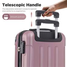 YONSLY 16 Inch Suitcase With Detachable Wheels 360° Combination Lock Double Zipper Soft Rubber Handle Trolley Travel Suitcase For Vacation - 玫瑰紅 - 查看 6