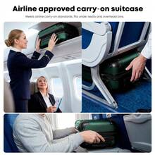 YONSLY 16 Inch Suitcase With Detachable Wheels 360° Combination Lock Double Zipper Soft Rubber Handle Trolley Travel Suitcase For Vacation - 深綠 - 查看 3