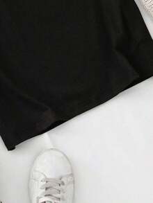 Dancing Disco Ball Printed T-Shirt For Ladies - The Latest Casual Round-Neck Short-Sleeved T-Shirt, Suitable For All Seasons, Disco Party Outfit; Vibrant Printed T-Shirt; Creative Gift - Black - View 4