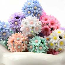 5pcs 16mm Acrylic Flower Ball Beads, 3D Daisy Flower Spacer Beads With Rhinestone For DIY Bracelet Necklace Earring Phone Chain Jewelry Making - Flower Beads - View 7
