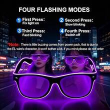 2 sets de gafas LED de colores brillantes, gafas fluorescentes para fiestas, diseño de luz segmentada multicolor, accesorio esencial para festivales de música EDM, Halloween y eventos de cosplay (baterías no incluidas) - 2 paquetes de gafas luminosas - Ver 5