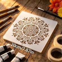 1pc Mandala Painting Stencil, Reusable Mandala Painting Stencil, Round Floral Design Mandala Painting Stencil Craft Stencil, Suitable For DIY Wall, Furniture, Canvas, Tile, Home Art Decor Graffiti - Sets - View 2