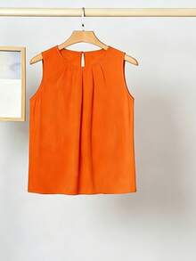 Women's Elegant Tank Top & High Waist Shorts 2 Piece Set,Muti Colors Available, Lightweight Loose Fit, Casual Summer Co-Ords For Office, Vacation & Daily Wear | All Age Friendly/Summer Outfits For Women/Two Piece Set Women/Vacation Outfits Women/Summer Clothes/Summer/Conjunto De Dos Piezas Mujer/Beach Outfits For Woman/Summer Tops/Women Two Piece Sets/Workout Sets Women/Glowmode - quả cam - Xem 5