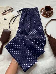 Pantalones rectos de pierna ancha con estampado de leopardo blanco casual y sueltos para mujer, adecuados para primavera/verano, viajes diarios, citas, reuniones, otoño/invierno, Navidad, Año Nuevo, Acción de Gracias, fiestas, bodas, playa, ce - Azul marino - Ver 6