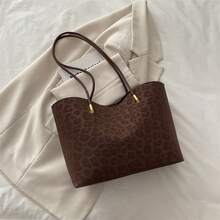 Bolso de mano moderno y versátil para mujer, estilo casual elegante con un toque de alta gama, bolso de hombro estiloso ideal para ir de compras, bolso grande con estampado de leopardo estilo coreano para mujer, nuevo bolso tote vintage 2026, bolso de hombro casual de gran capacidad para ir al trabajo. - marrón - Ver 10
