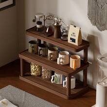 1 pieza Estante de almacenamiento de escritorio de madera vintage, organizador de cosméticos de varias capas, estante de almacenamiento multifuncional para el hogar, estante de especias de cocina, soporte para tazas/mugs, lápiz labial, perfume, taza de té, estante de exhibición abierta para frascos de especias, estante de encimera ahorrador de espacio - Multicolor - Ver 4