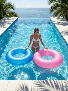 1pc Creative Design Matte Swim Ring, Summer Swimming Pool & Beach Floating Accessory, Party Use, Perfect Summer Gift, Swimming Pool Floating Lounger, Fun & Relaxation For Adult Vacation - Multicolor - View 6