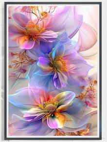 1pc Diamond Art Set, Beautiful Floral Theme Pattern, 5D Diamond Painting Kit, Gift Diamond Mosaic, Suitable For Adult Beginners Stress Relief Handmade Diamond, Diamond Art Set Round Full Diamond, Dot Diamond DIY, Birthday Gift, Perfect For Home Decor And Room Wall Decor - round diamond - View 2
