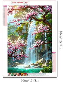 1件鑽石畫套裝 - 花卉瀑布風景主題全鑽圓鑽，適合初學者，完美用於居家與辦公室裝飾，絕佳節日禮物 - 圓鑽 - 查看 6