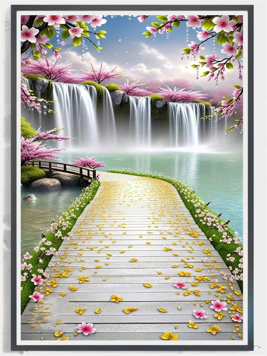 1pc Diamond Painting Kit - Landscape Theme Full Round Diamond, Suitable For Beginners, Perfect For Home And Office Decor, Excellent Holiday Gift