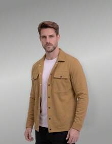 Stylish Men's Jacket With Waterfall Collar, Long Sleeves, Casual Sweatshirt Style With Button Details And Pockets. - Màu be - Xem 11