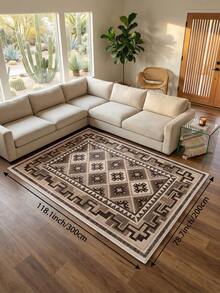 1pc Dark Rhombus Living Room Rug, Suitable For Kitchen, Dining Room, Bedroom, Room Holiday Decor, Indoor/Outdoor, Office, Lobby, Anti-Slip Doormat, Bathroom Rug, Hallway, Study Gaming Area Rug - Multicolor - View 13