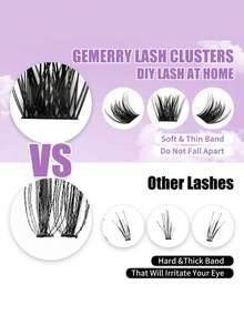 584PCS D-Curl Fairy Lash Clusters, 0.35–0.63inch Fluffy Thick Individual Lashes, 0.07mm Faux Mink DIY Cluster Lashes, Includes Glue, Tweezers & Brush, Perfect For Daily Makeup, Party, Wedding, Halloween, Christmas, Valentine's Day - 紫色 - 查看 4