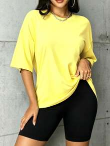 Home Casual Round Neck T-Shirt And Shorts Set - Multicolor - View 5