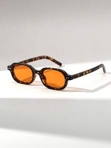Visivana 1 Pair Women's Oval Retro Small Frame Thick Rivet Versatile Street Style Fashion Glasses, Suitable For Parties, Gatherings, And Runway - Multicolor - View 4